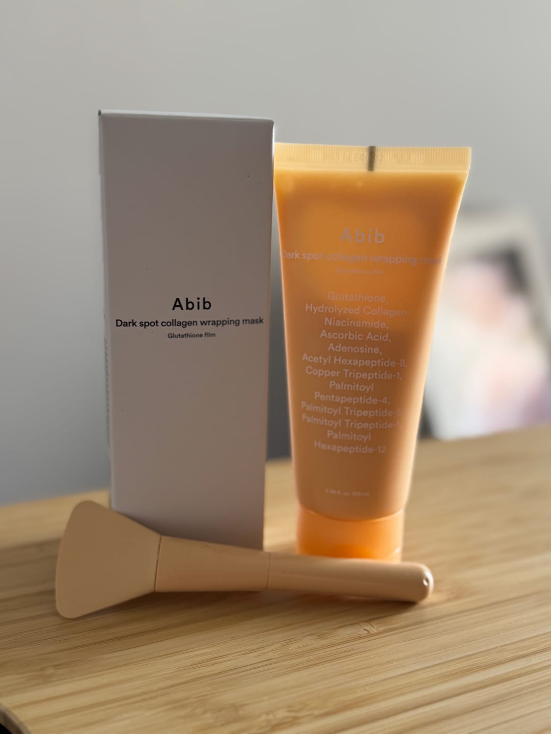 Customer photo review of Dark spot collagen wrapping mask Glutathione film