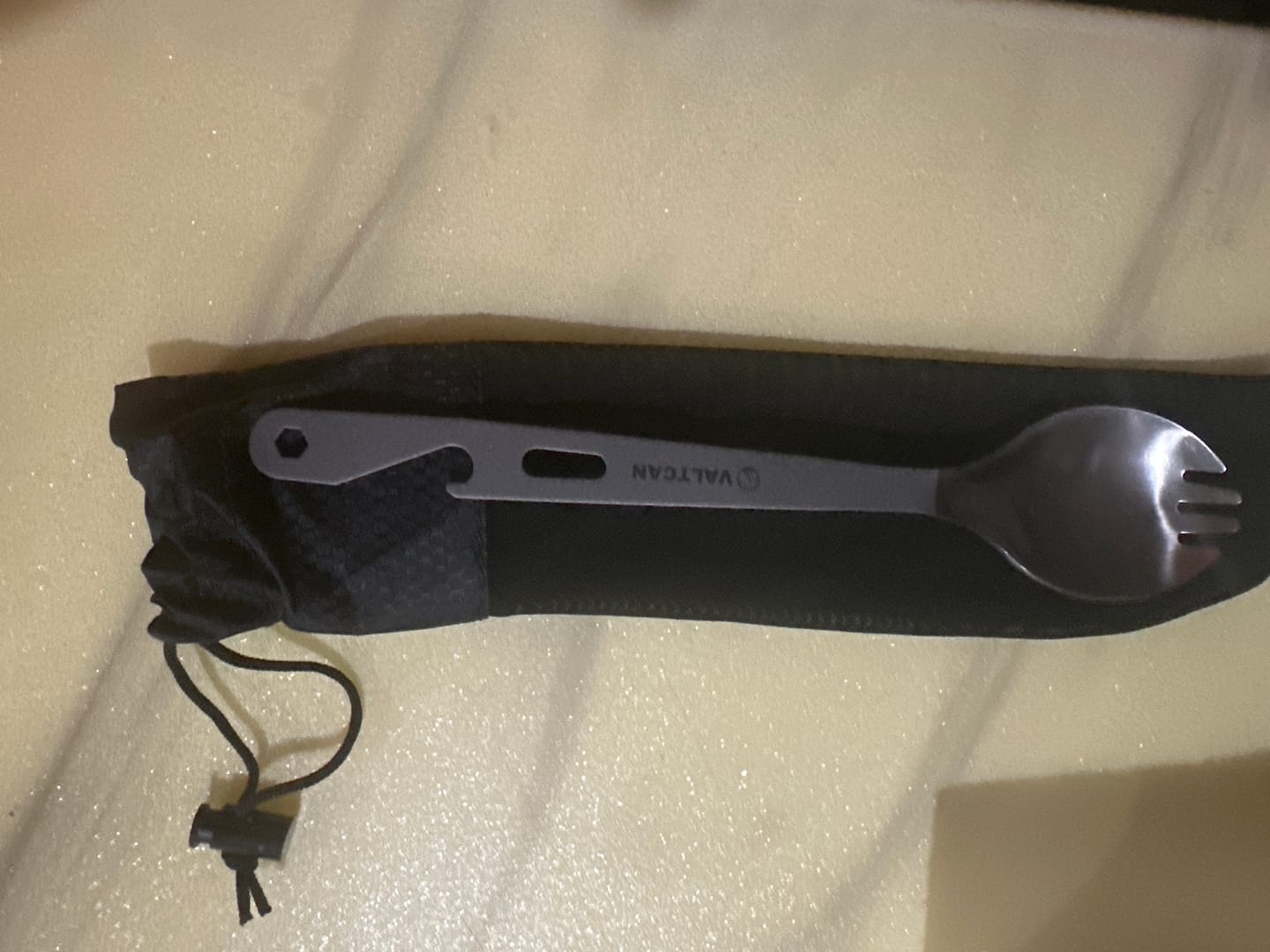 Customer photo review of Valtcan Titanium Prime Spork 3-in-1 Fork Spoon Fork Bottle opener Utensil 20g