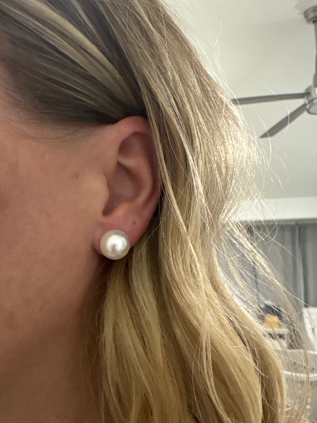 Customer photo review of Faux Pearl Studs Hypoallergenic Earrings for Sensitive Ears Made with Plastic Posts