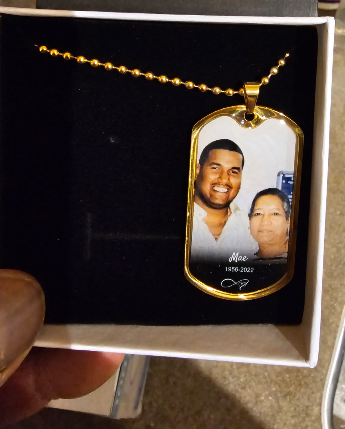 Customer photo review of Custom Name Dog-tag  Memorial Necklace Gift