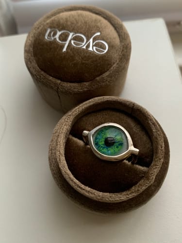 Customer photo review of Sample Sale - Hand Painted Silver Eye Ring