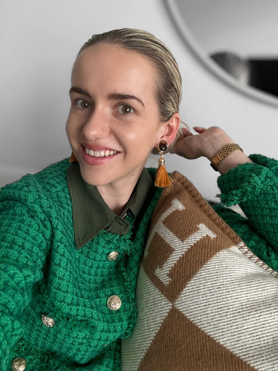 Customer photo review of Vergoldete Ohrclips in Schildpattfarben mit edlen goldbraunen Quasten