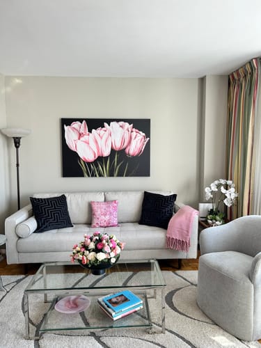 Customer photo review of 'Pink Tulips' Framed Canvas