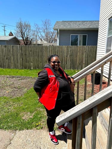 Customer photo review of HL14501RED Red Leather Vest - Women motorcycle Club