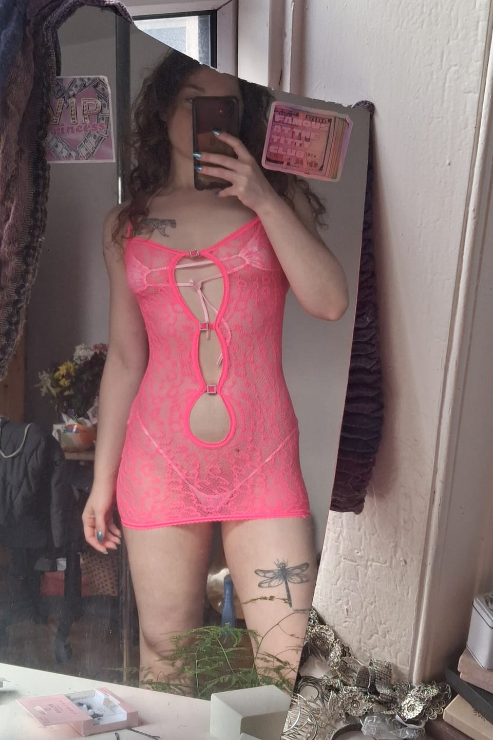 Customer photo review of Wild Thing Mesh Leopard Dress: Pink