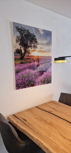 Customer photo review of Acrylglasbild | Sonnenaufgang im Lavendelfeld | Hochformat