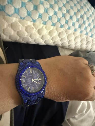 Customer photo review of Bust Down Royal Blue Iced Out Watch