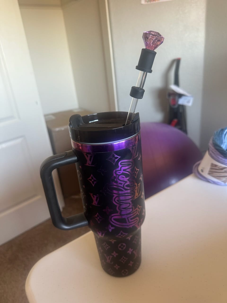 Customer photo review of Luxe Tri-Color Crystal Gem Straw Toppers (3-Pack)