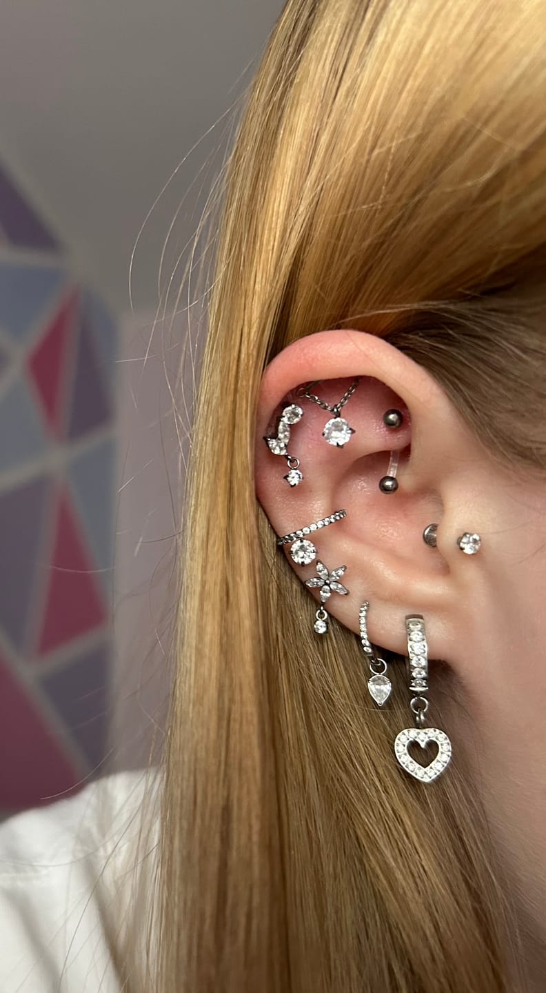 Customer photo review of Hanging Shine Piercing | Titan