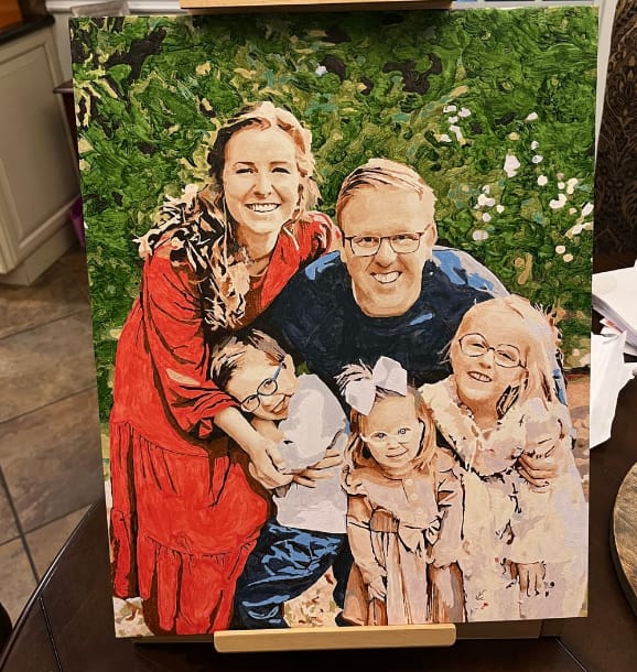 Customer photo review of Custom People & Family Portrait – Paint by Numbers