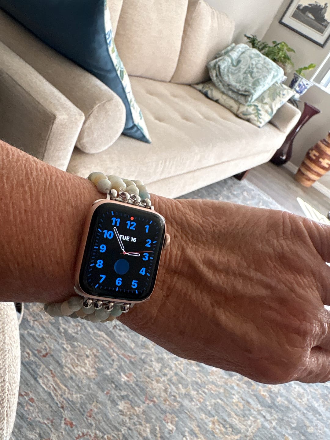 Customer photo review of Amazonite Jasper Stretch Apple Watch Strap