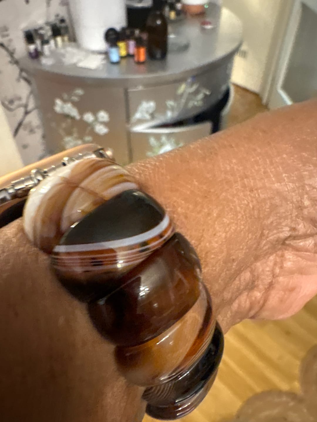Customer photo review of Bohemian Onyx Elegance Stretch Apple Watch Strap