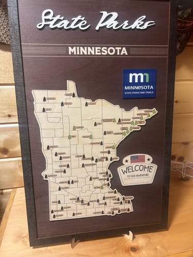 Customer photo review of US Wooden Minnesota State Parks Map With Trees To Record Park Visits (Coffee)