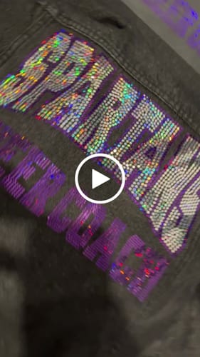 Customer video review of Custom DOUBLE Line with Outline CURVED SPANGLE ( TWO TRANSFERS )
