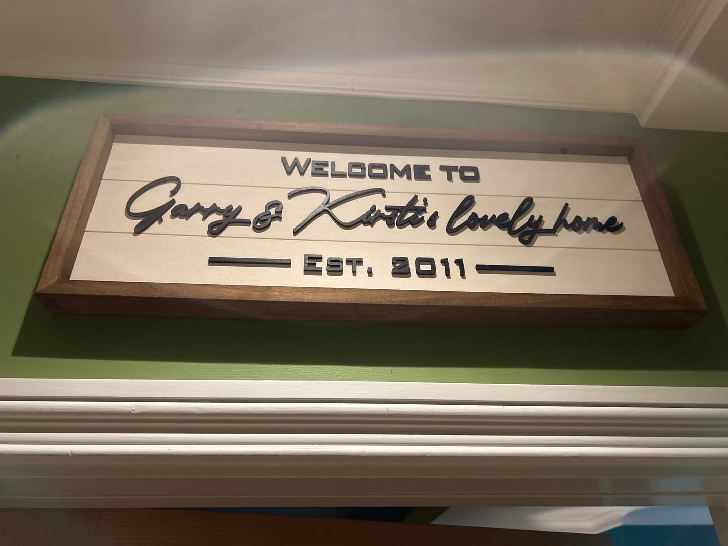 Customer photo review of Framed Family Name Sign