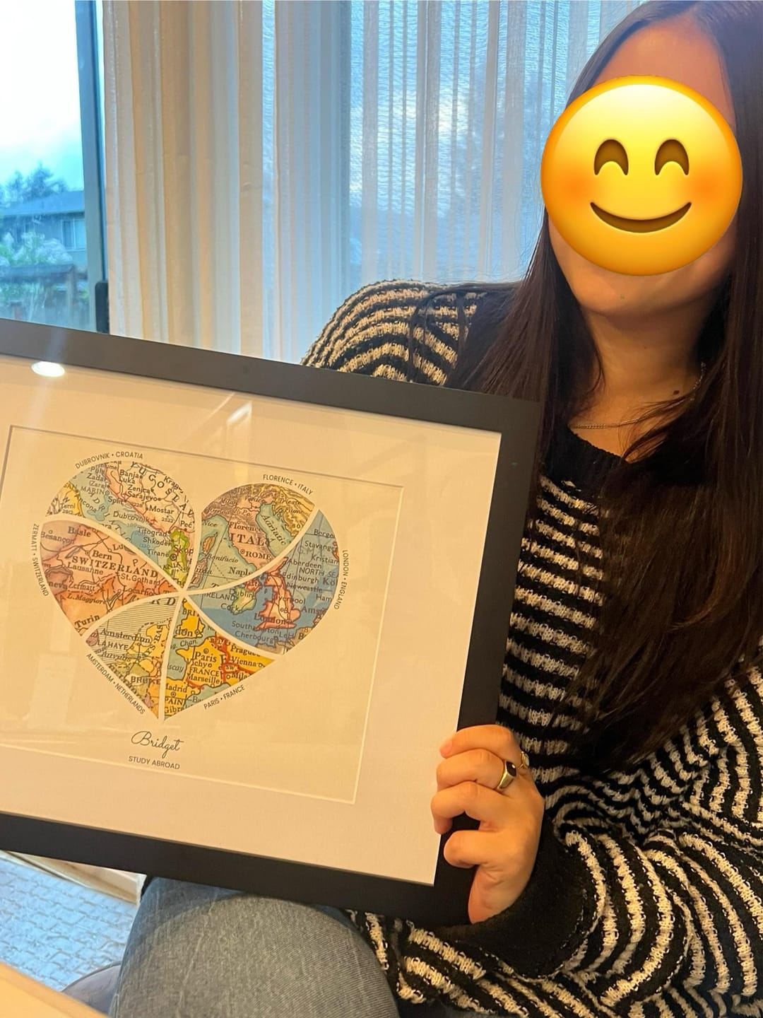 Customer photo review of Personalized Heart Map Print