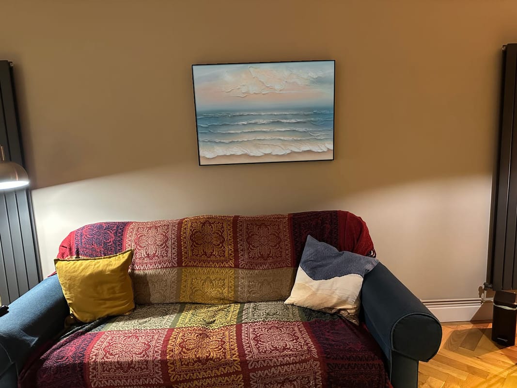 Customer photo review of Colorful Abstract Ocean and Sky Textured Canvas Art #OC008