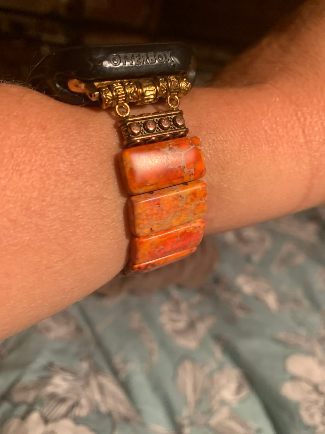 Customer photo review of Pumpkin Tibetan Jasper Stretch Apple Watch Strap