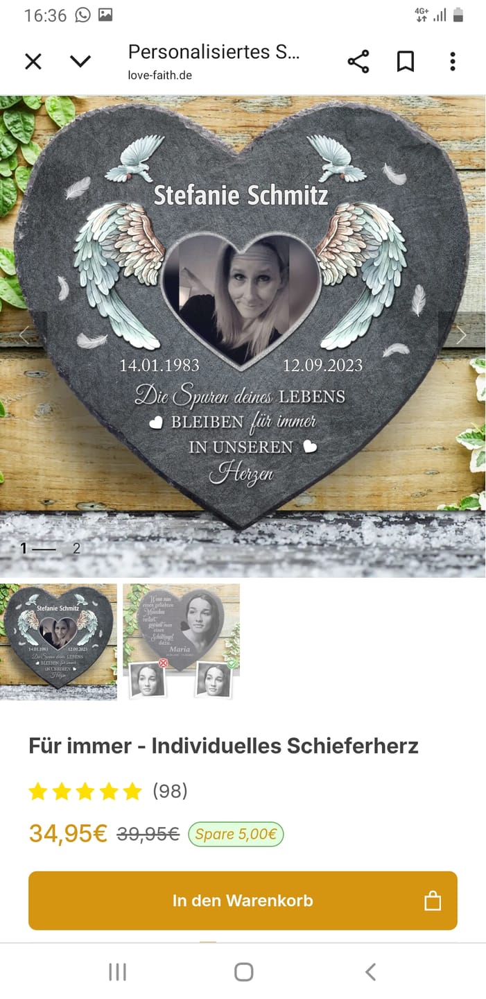 Customer photo review of Für immer - Individuelles Schieferherz
