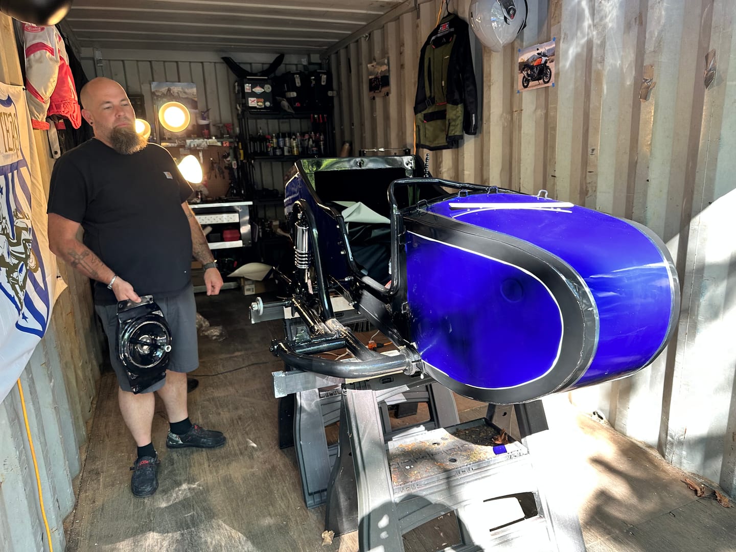 Customer photo review of Glossy Metallic Pearl Blue Vinyl Wrap
