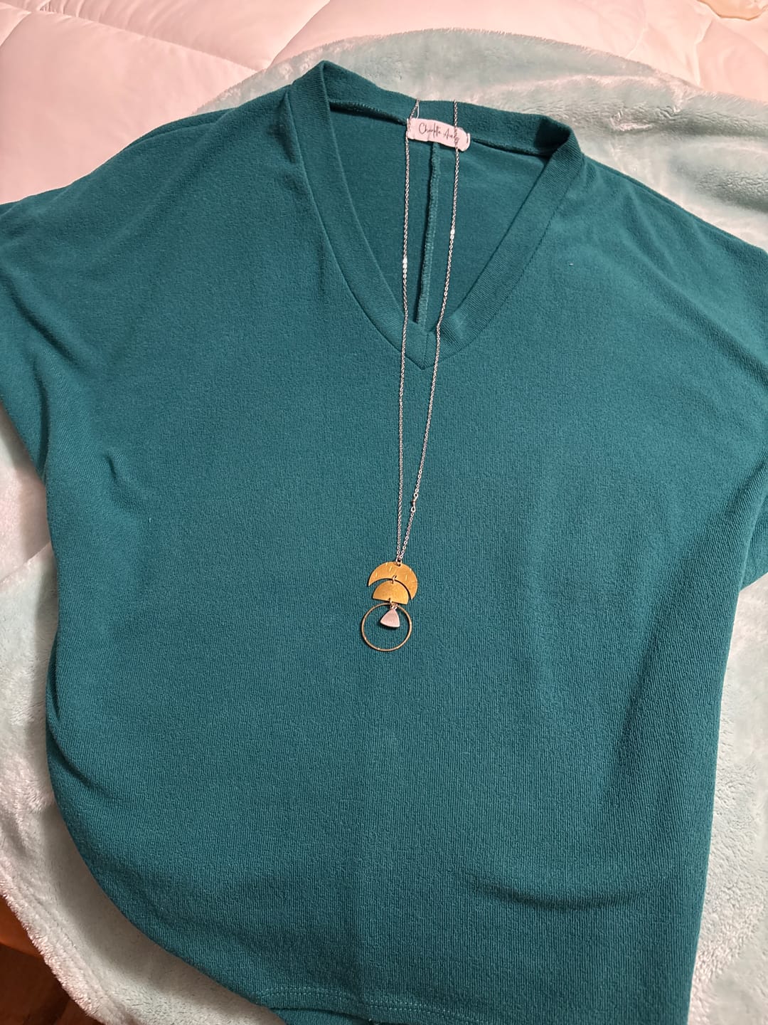 Customer photo review of Jolie Slouchy Dolman Tee (Spruce)
