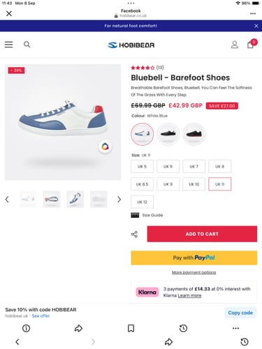 Customer photo review of Bluebell - Barefoot Shoes