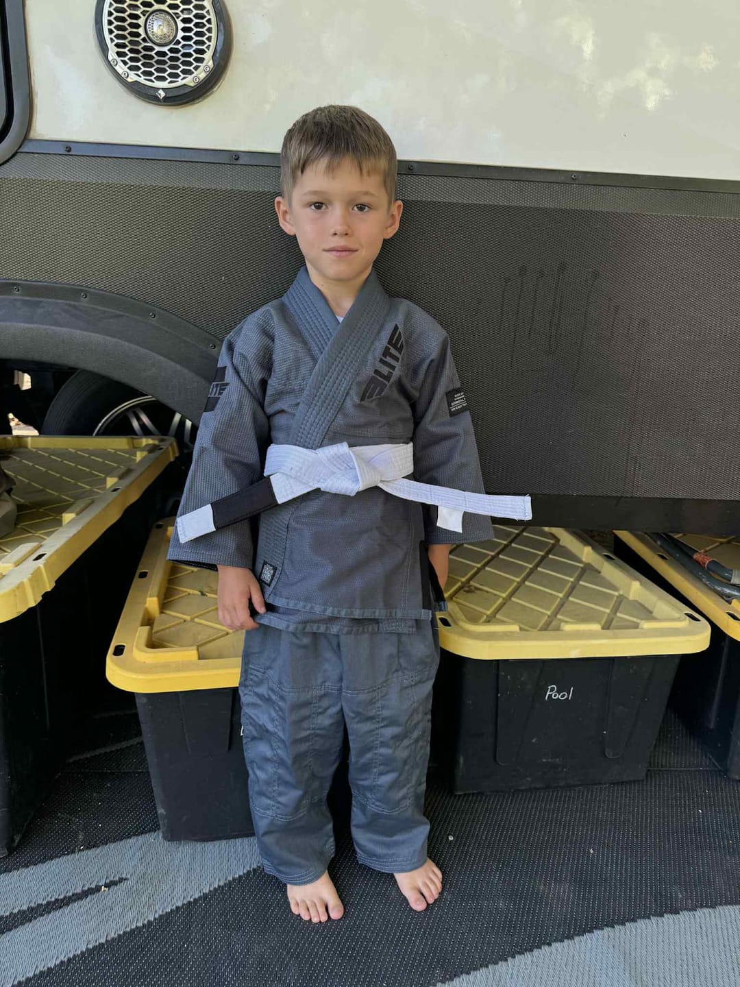 Customer photo review of Core Gray Brazilian Jiu Jitsu Kids BJJ Gi