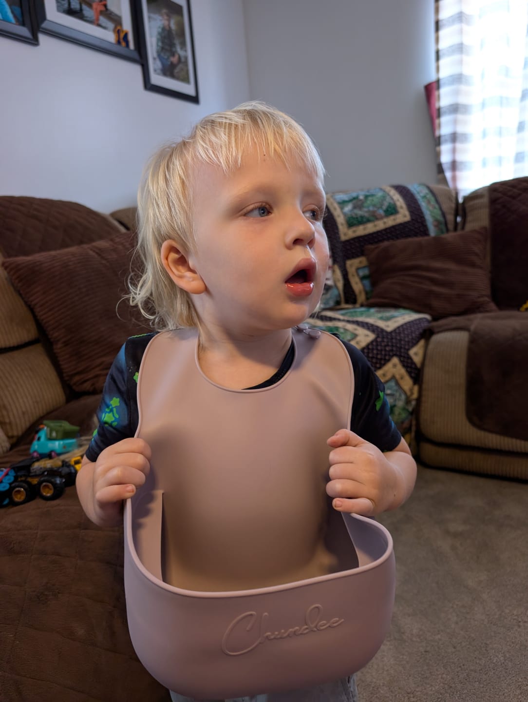 Customer photo review of Purple Chundee Bib