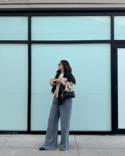Customer photo review of Janice Cropped Trench Coat