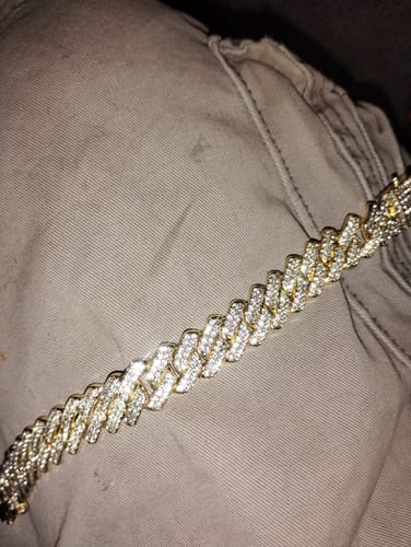 Customer photo review of Full CZ Clasp Gold Cuban Bracelet 15MM Thick