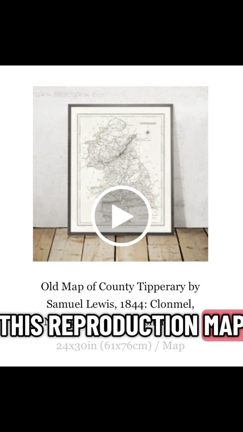 Customer video review of Old Map of County Tipperary by Samuel Lewis, 1844: Clonmel, Nenagh, Thurles, Cashel, Cahir