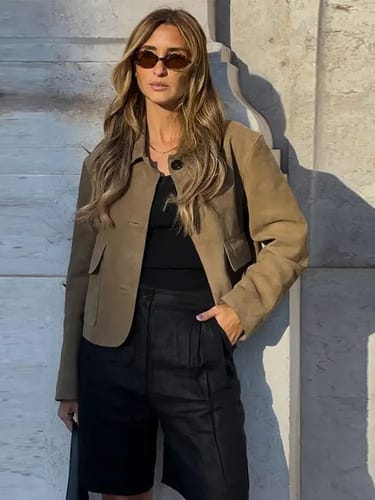 Customer photo review of Elara Suede Jacket