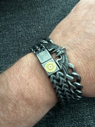 Customer photo review of Death From Above Bracelet: Helps Pair Veterans With A Service Dog or Shelter Dog