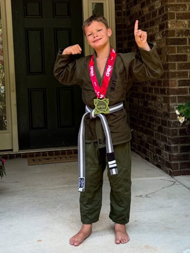 Customer photo review of Core Green Brazilian Jiu Jitsu Kids BJJ Gi