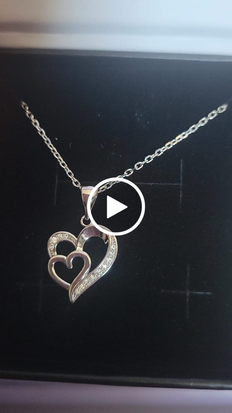 Customer video review of Jennifer 18k White Gold Plated Double Heart Necklace with Swarovski Crystals
