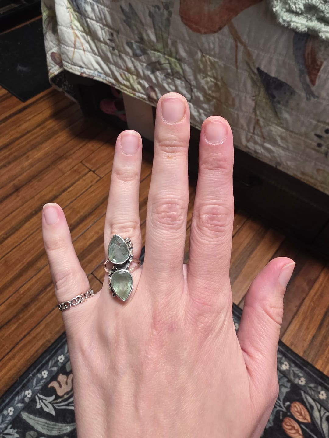 Customer photo review of Teardrop Aquamarine Stars and Moon Ring