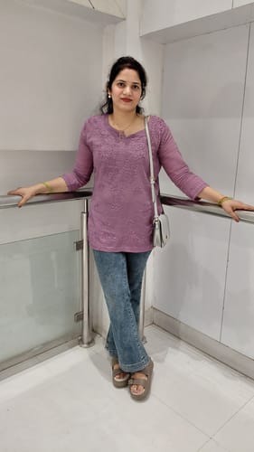 Customer photo review of Nazakat Deep Purple Cotton short kurta