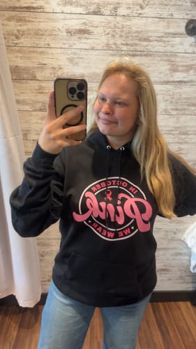 Customer photo review of In October We Wear Pink - Breast Cancer DTF Transfer