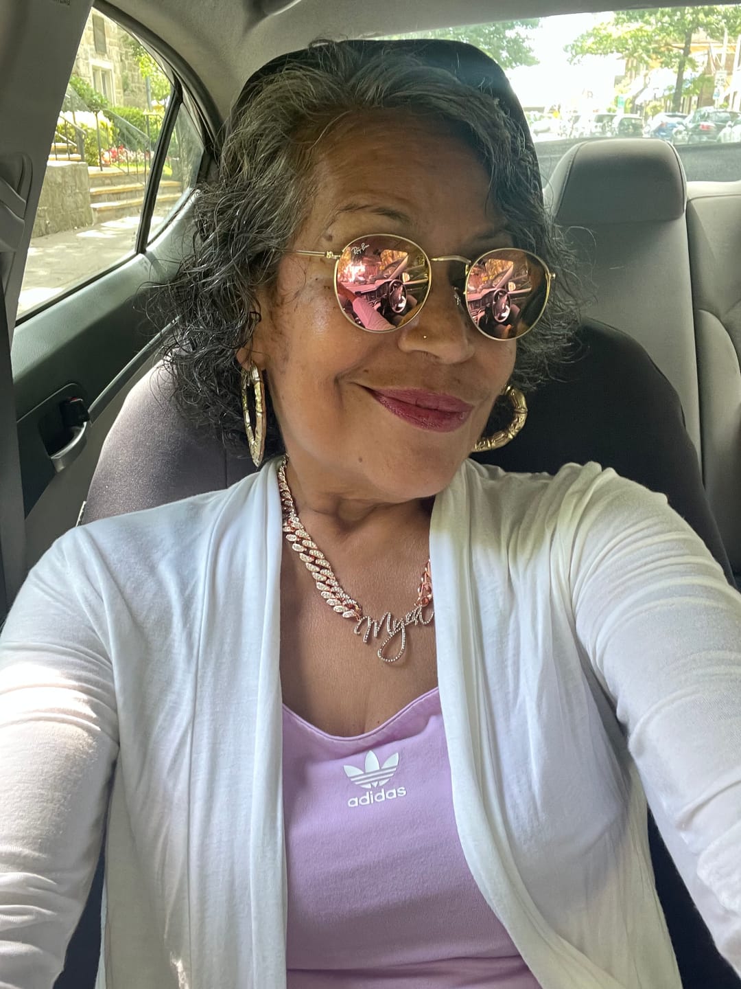 Customer photo review of LUXIIVA® JANICE RHINESTONE CUBAN NAME NECKLACE