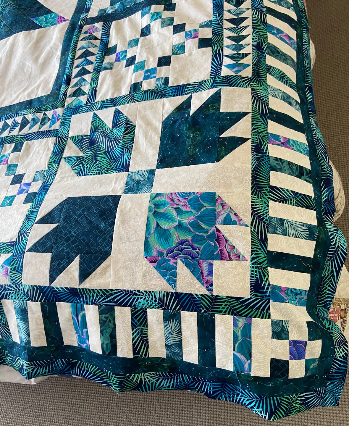 Customer photo review of Tropical Fern Leaves Rose & Hubble Cotton Poplin Fabric