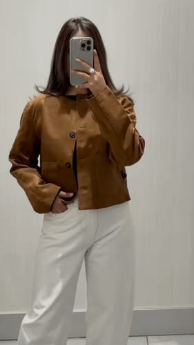 Customer photo review of Elara Suede Jacket