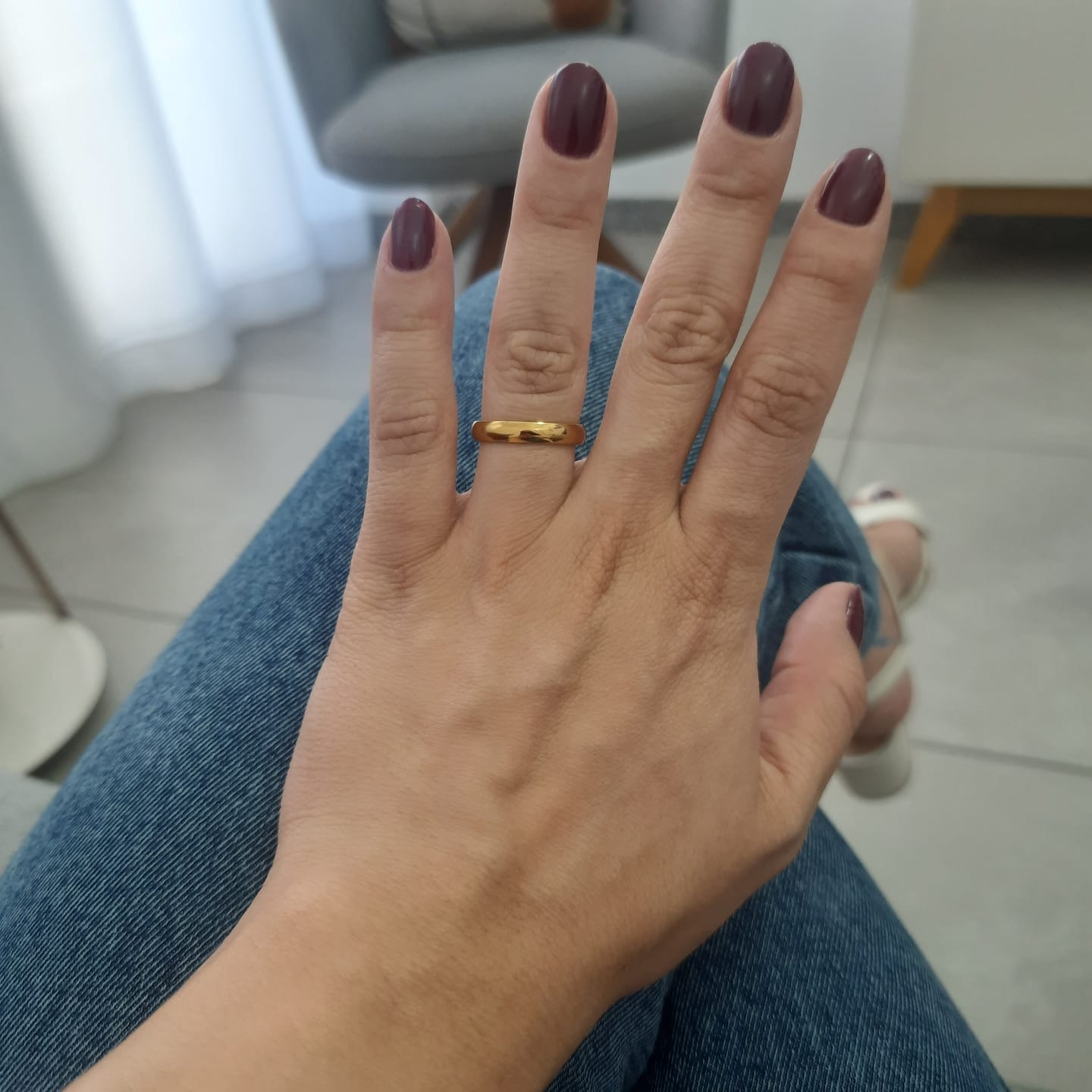 Customer photo review of Aliança Anatômica Banhado em Ouro 18K