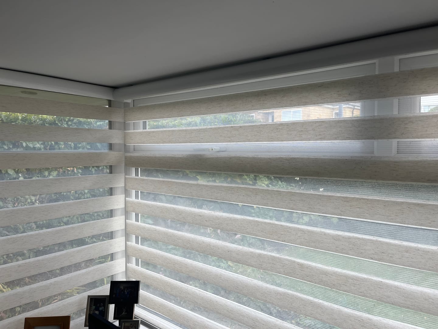 Customer photo review of Linen Winter White Day & Night Blinds