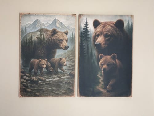 Customer photo review of Mother Bear and Cubs Crossing Double Exposure Wall Art