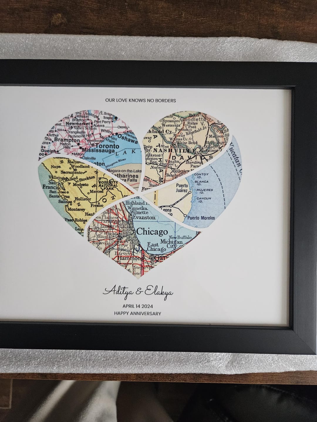 Customer photo review of Personalized Heart Map Print