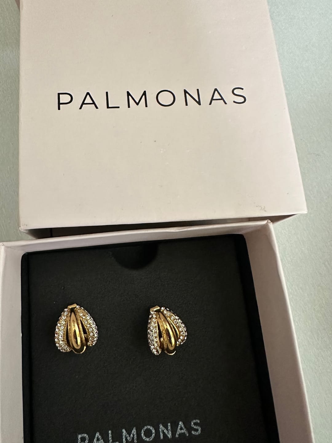 Customer photo review of Radiant Gold & Crystal Luxe Earrings
