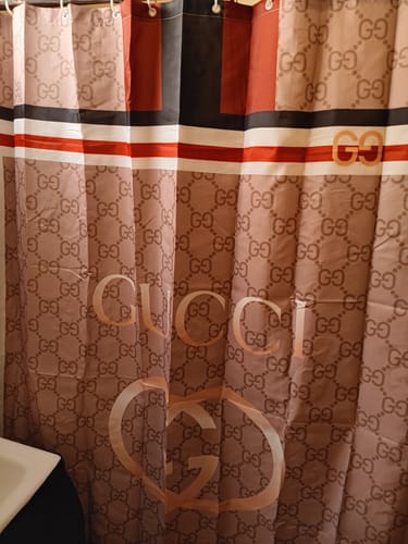Customer photo review of Luxury Beige Gucci Shower Curtain