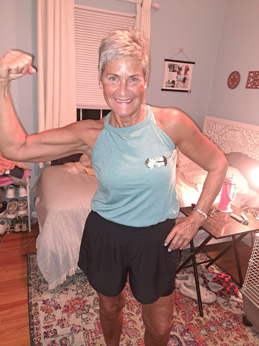 Customer photo review of Flower Weight Rocker Tank