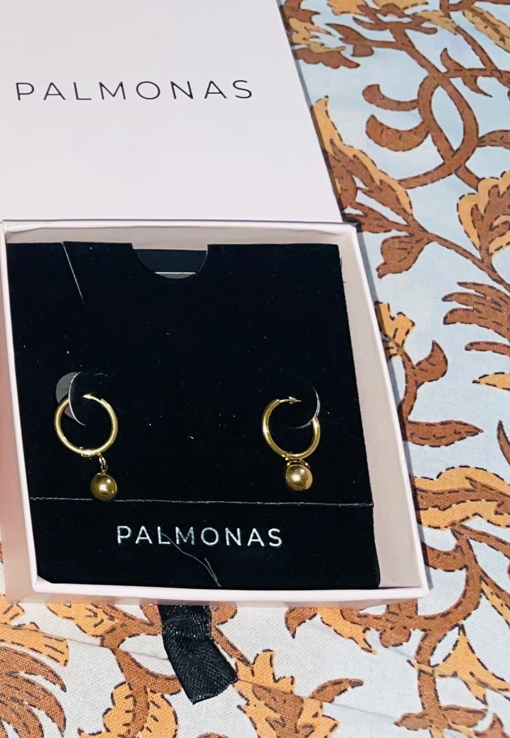 Customer photo review of Golden Orb Earrings