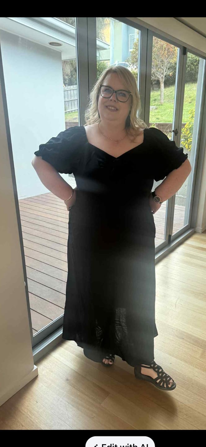 Customer photo review of Sienna Midi Dress in Black